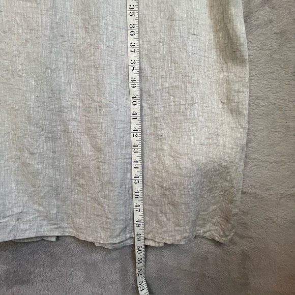 Harshman 100% Linen Tan Oatmeal Button Down Maxi Dress Size Large Collared - Picture 11 of 16